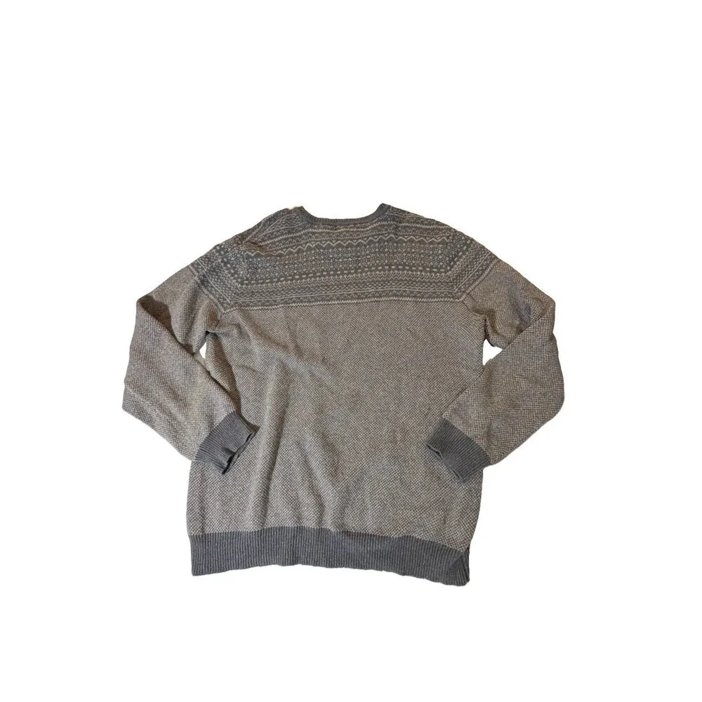 British Khaki XL Gray Fair Isle Crewneck Sweater Knit Long Sleeve Men’s